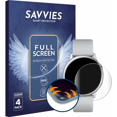 Afbeelding van Savvies (4 Stuks) Full Screen Scherm Beschermfolie voor Samsung Galaxy Watch Active / 2 (40mm) Cover Protector 3D Curved [Edge to Edge]