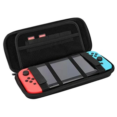 Afbeelding van mumbi hoes compatibel met Nintendo Switch en New OLED, Harde draagtas, beschermhoes, zwart, voor Switch/Switch OLED
