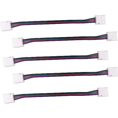Afbeelding van LITAELEK 5 stuks waterdichte RGB 5050 ledstrips, snelkoppeling, 4 polig, 10 mm breed, waterdicht, ledstrip, aansluitkabel, verlengstuk, 17 cm lang
