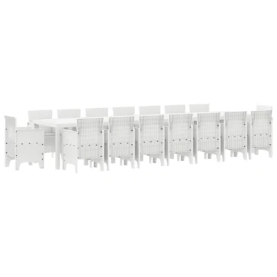 Afbeelding van vidaXL Tuin Eettafel Set 17 pcs Wit 16 zitter Kunststof