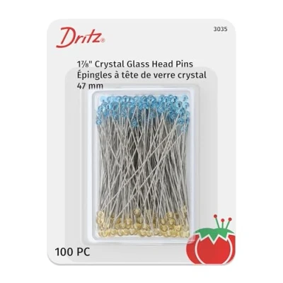 Afbeelding van Dritz Verschillende quilting kristallen glazen kop pinnen maat 30 100/pkg