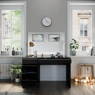 Afbeelding van Vicco Make uptafel Sherry, zwart, 120 cm met spiegel