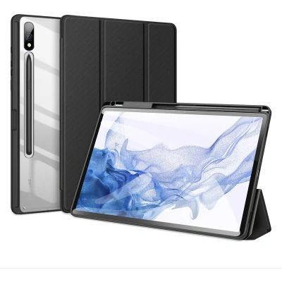 Afbeelding van Dux Ducis Tablet hoes geschikt voor Samsung Galaxy Tab S9 Plus/S9 FE Plus (2023) Toby Series Auto Sleep/Wake functie Tri Fold Book Case Zwart