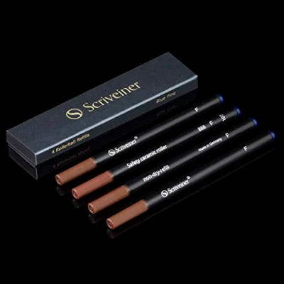 Afbeelding van Scriveiner Tintenroller Mine Blau Fein 4 Rollerball Refill Minen in hervorragender Qualität für Stifte Sicherheits Keramikmine F Schmidt 888