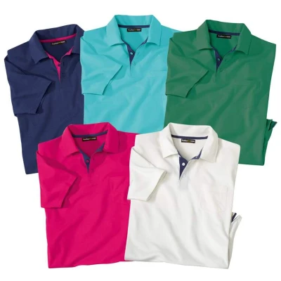 Afbeelding van Atlas for Men Set van 5 effen polo&#039;s Summer Heren Verkrijgbaar in grote maten M