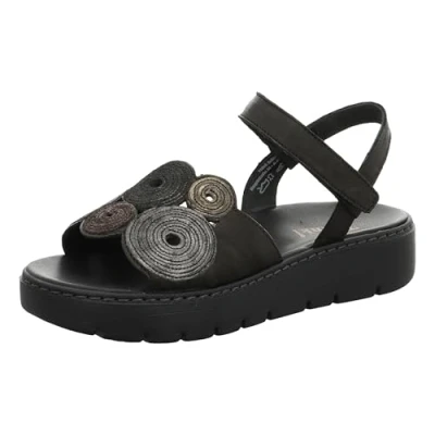 Afbeelding van THINK! Dames Sing_3 000376 Duurzame Riempjes Sandalen, 0000 zwarte combi, 40 EU