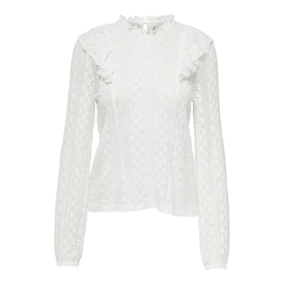 Afbeelding van ONLY MIT Langen ÄRMELN Spitzen Blouse, Dames, Maat: Large, Cloud dancer