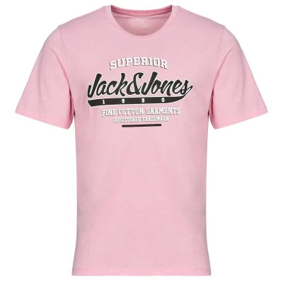 Afbeelding van JACK&amp;JONES JJELOGO TEE SS O NECK 2 COL SS25 SN Heren T shirt Pink Nectar Melange