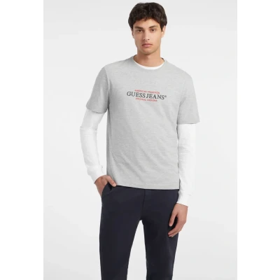 Afbeelding van Guess Jeans American TRAD Tshirt print, Heren, Maat: XL, Grau