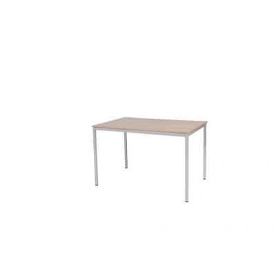 Afbeelding van Domino Basic bureautafel, vaste hoogte met 120x80cm havana/ kersen licht 25mm blad en aluminium (RAL9006) 4 poot frame