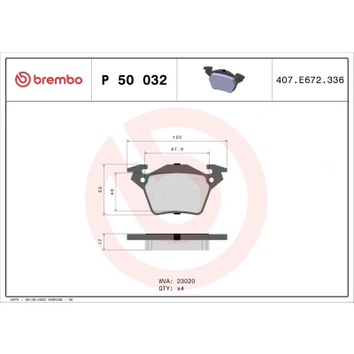 Afbeelding van Brembo Remblokset P 50 032