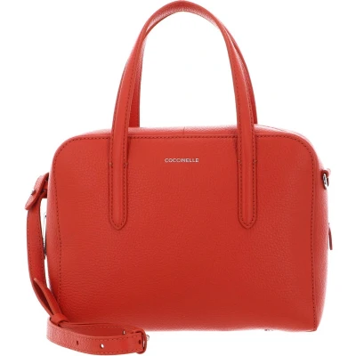 Afbeelding van COCCINELLE Leren Handtas Schoudertas Swap Handbag Grained Leather Tangerine Oranje