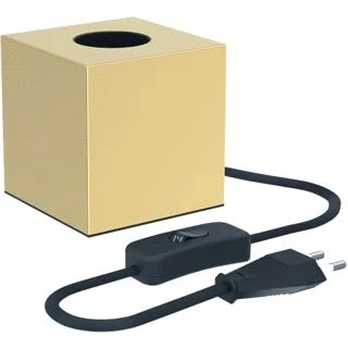 Afbeelding van Bailey tafellamp vierkant goud e27 85x85mm met 1 8m textielsnoer aan uit schakelaar en eurostekker 240v max 60w 145197