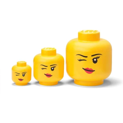Afbeelding van Lego Opbergbox Hoofd Girl Set van 3 Stuks WebOnly Verpakking Kunststof Geel