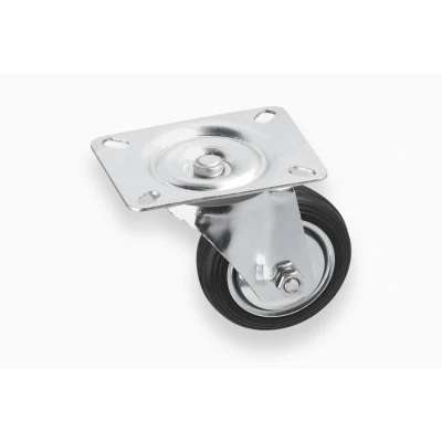 Afbeelding van Metafranc Zwenkwiel Ø 80 mm 104 x plaat massief rubberen wiel zacht loopvlak rollagers 50 kg draagkracht/transportrol/meubelrol/heavy duty rol / 800700