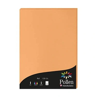 Afbeelding van Clairefontaine Ref 4208C Pollen gekleurd papier (pak van 50 vellen) A4 (210 x 297 mm), 120 g/m² papier, inkjet en laserprinter compatibel, zuurvrij oranje