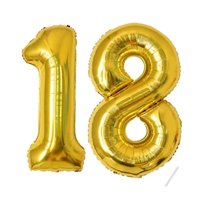 Afbeelding van Partyhausy Ballonnen verjaardag 18 jaar 40 inch verjaardagsdecoraties voor jongens en jarig meisje goudfolie opblaasbare ballon