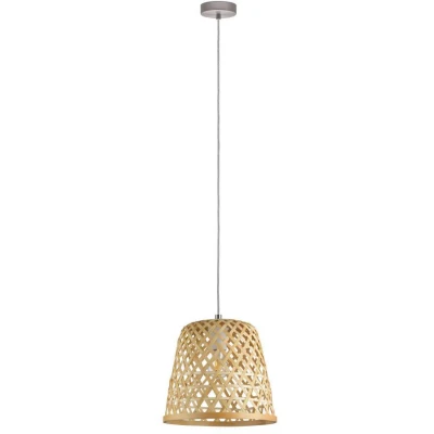 Afbeelding van Leen Bakker EGLO Hanglamp Kirkcolm Ø30cm Nikkel Hanglampen Bruin Rotan
