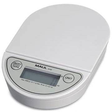 Afbeelding van Maul Postweegschaal Oval 2 Kg ( /1gr) Incl. Batterij Wit Brievenweger