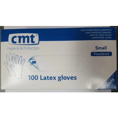 Afbeelding van CMT Handschoenen Latex Gepoederd Wit maat S Wegwerphandschoenen