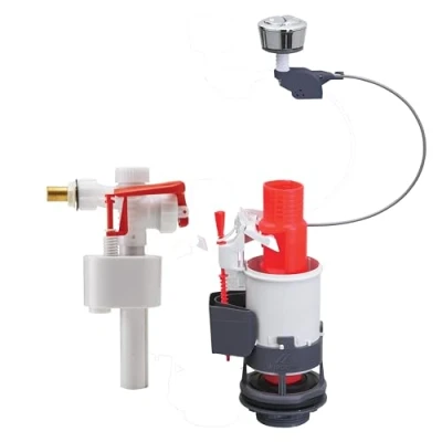 Afbeelding van Wirquin 10724351 complete toiletspoeling MW2 mechanisme &amp; vlotterkraan F89, wit en rood