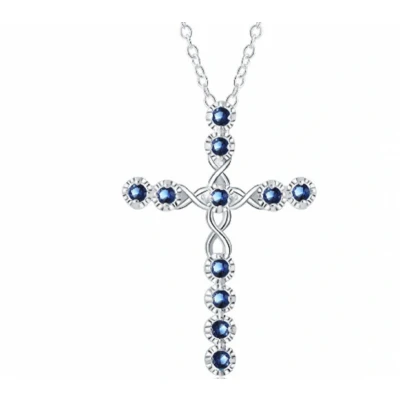 Afbeelding van Ketting Kruis Zilver Blauw Charme Bijoux