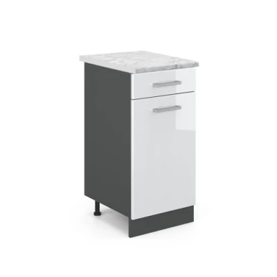 Afbeelding van Vicco Onderkast keuken R Line, wit hoogglans/antraciet, AP marmer