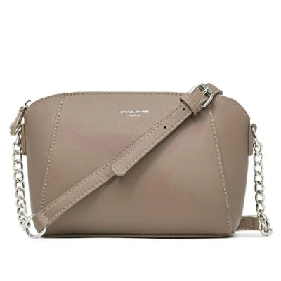Afbeelding van David Jones Kleine Dames Crossbodytas Crossover Schoudertas Messenger Tassen PU Leer Ketting Handtas Avondtas Citytas Vrouwen Meisje Mode Elegant Beige Taupe