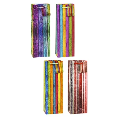 Afbeelding van TSI 84281 geschenkzakjes met strepen, verpakking van 12, afmetingen: grote fles (36 x 12 8 cm)