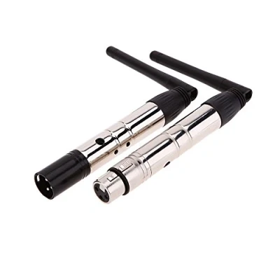 Afbeelding van Lixada 2,4 G ISM DMX512 XLR female zender/ontvanger met antenne voor podiumlicht moving heads, 1 x zilveren zender &amp; ontvanger, en