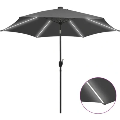 Afbeelding van Parasol met LED verlichting en aluminium paal 300 cm antraciet