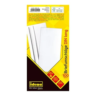 Afbeelding van Idena 10219 enveloppen DIN lang, 75 g / m2, zelfklevend, zonder venster, 25 stuks, FSC mix, wit Single 1 Stuk ohne Fenster