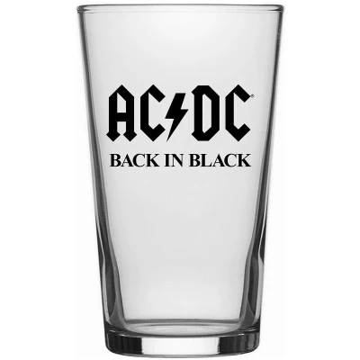 Afbeelding van AC/DC Back in Black Bierglas transparant glas 0,5 l Alcohol, Band merch, Bands