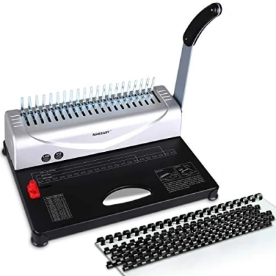 Afbeelding van Makeasy Bindmachine A4, 21 gaten, 450 vellen, papieren map met starterset, 100 stuks pvc bindruggen 3/8 inch