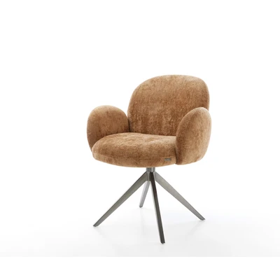 Afbeelding van DELIFE Draaistoel Nube Flex met armleuning chenille roest kruisframe breed grafiet 360 draaibaar rocker functie pocketveer kern