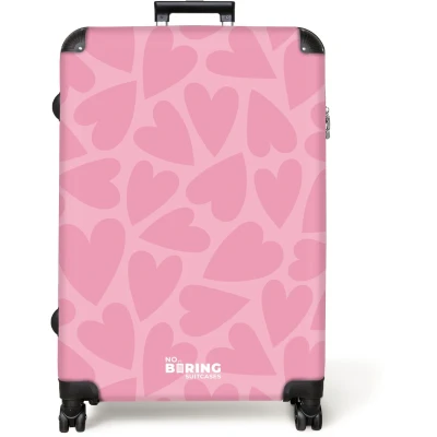 Afbeelding van NoBoringSuitcases.com® Koffer groot Reiskoffer lichtgewicht Roze hartjes patroon Rolkoffer met 4 wielen Grote trolley XL 98 liter bagage