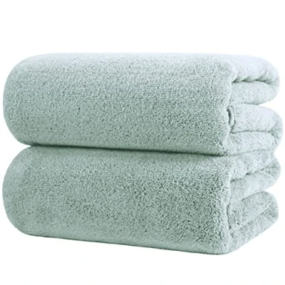 Afbeelding van POLYTE Set van 2 premium sneldrogende pluisvrije microvezel badlakens (lichtgroen, 89 x 178 cm)