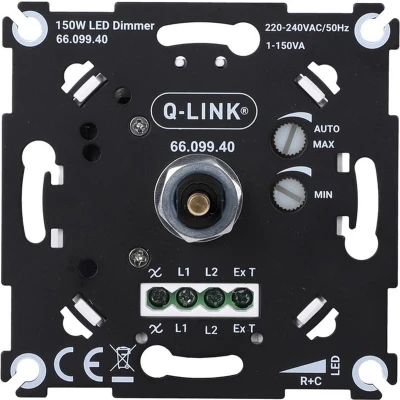 Afbeelding van Dimmer Q link (Inbouw, Draaiknop, LED, 1 tot 150 watt, Met centraalplaat, Wit)
