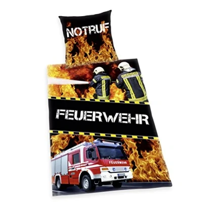 Afbeelding van Herding Young Collection Beddengoedset, brandweer omkeerbaar motief, met soepel lopende ritssluiting, dekbedovertrek 140 x 200 cm, kussensloop 70 90 katoen renforcé