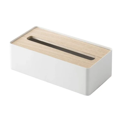 Afbeelding van Yamazaki Tissuehouder Rin Wit Naturel hout 26x13x8,2 cm