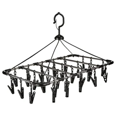 Afbeelding van Droogcarrousel/droogmolen zwart met 32 knijpers 52 x 39 cm van kunststof Hangdroogrek