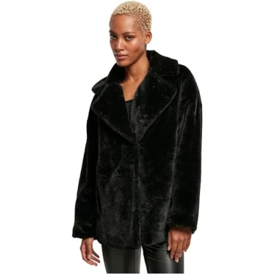 Afbeelding van Urban Classics Lapel Winterjas, Dames, Maat: Medium, Black