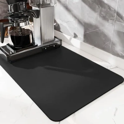 Afbeelding van SOQKEEN Zelf Drogende Mat, 50 x 40 cm Schotel Droog Mat voor Keuken Verberg Vlek Water Absorberende met Niet Slip Rubberen Achterzijde, Afdruiprek Matten