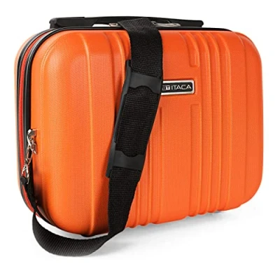 Afbeelding van ITACA Toilettas Stijve reistas. Duurzame en lichtgewicht Schoonheidskoffer Make up Organizer ABS bestendig Jeugdvolle Koffer Meisje. Handbagage Cosmetische Case voor Vrouwe, Mandarijn
