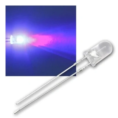 Afbeelding van world trading net 50 LED&#039;s 5 mm waterhelder ultraviolet/zwart licht, lichtgevende diode, bedraad, als component