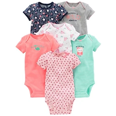 Afbeelding van Simple Joys by Carter&#039;s Baby Meisjes 6 Pack Rompertje met korte mouwen, Roze/Mint, 0 3 Maanden