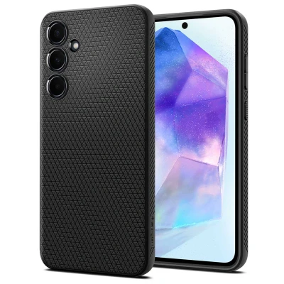 Afbeelding van Samsung Galaxy A55 Hoesje Siliconen en TPU (zacht) Spigen Backcover/Softcase Zwart Telefoonhoesje Shockproof/Valbescherming