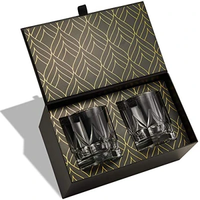 Afbeelding van &#039;s Werelds eerste milieuvriendelijke kristallen whiskyglazen Europese vervaardigde set van 2 keizerlijke glazen bekers (355 ml) voor whisky, bourbon, ouderwetse cocktails en drankjes elegante