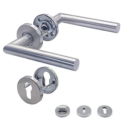 Afbeelding van Deurgrepen APECS deurkrukgarnituur kamerdeuren INOX deurklink voor voordeur en binnendeuren deurbeslag rond rozetgarnituur roestvrij staal mat deurgarnituur WC PZ BB Model H 0204