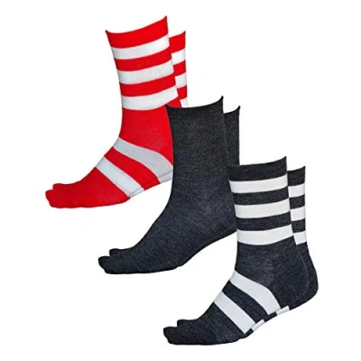 Afbeelding van VITSOCKS 80% Merino Wol Sokken Dames Warm Dun Zacht Ademend (3 PAAR) Wollen Wintersokken, zwart grijs rood wit, 35 38